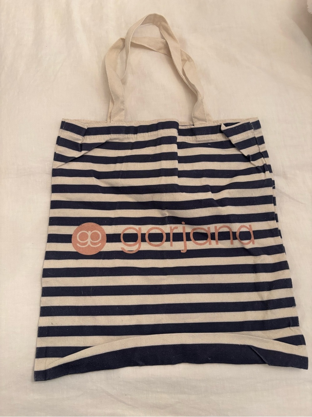 Gorjana Navy and Cream Striped Canvas Tote